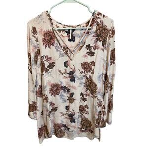 Free People Rose Floral Lightweight Flowy Boho Tunic Top Oversized Small